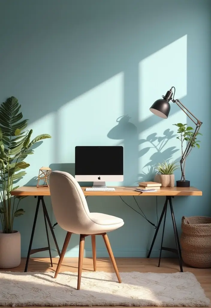 29 Office Paint Colors That Feel Fresh and Productive 21 29 Office Paint Colors That Feel Fresh and Productive - 21. Inspiring Skylight Blue