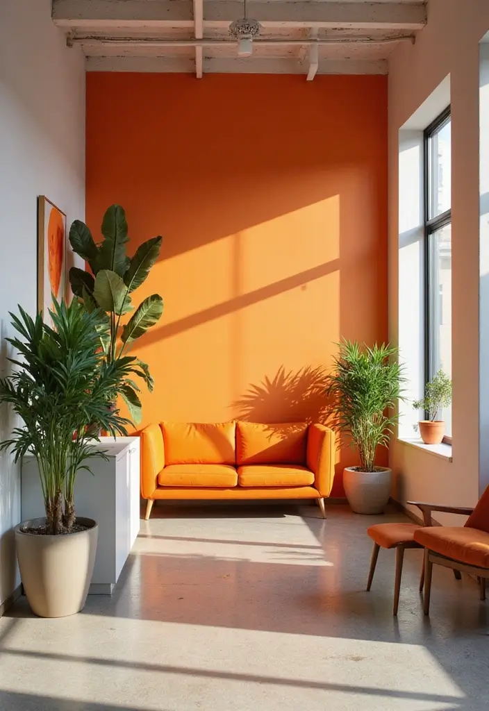 29 Office Paint Colors That Feel Fresh and Productive 22 29 Office Paint Colors That Feel Fresh and Productive - 22. Energetic Orange