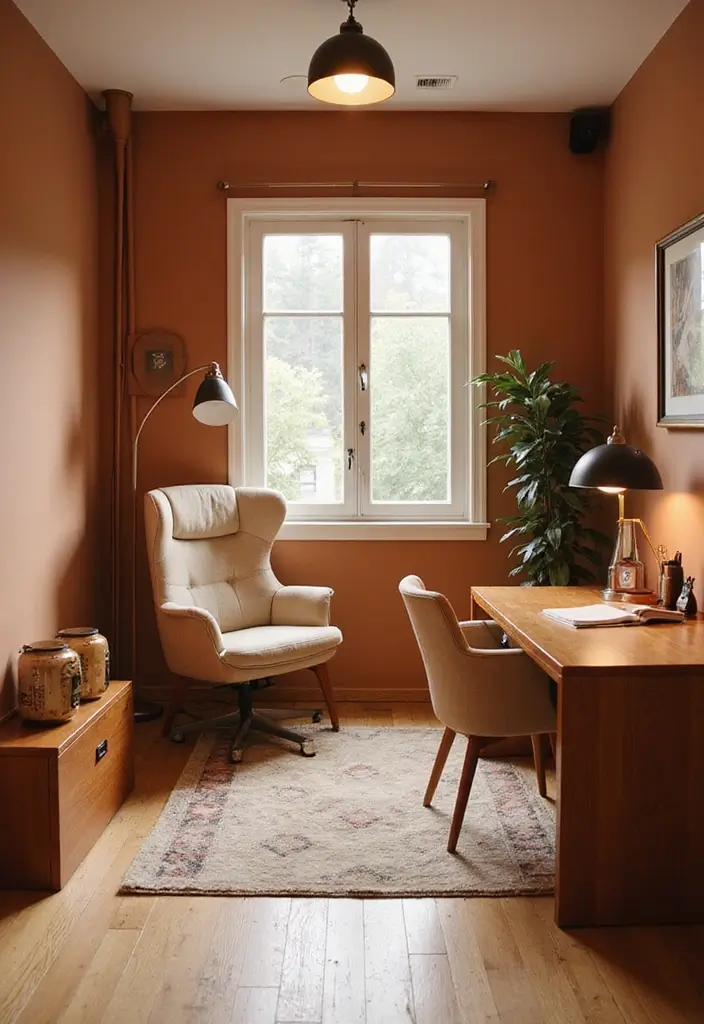 29 Office Paint Colors That Feel Fresh and Productive 23 29 Office Paint Colors That Feel Fresh and Productive - 23. Cozy Cinnamon Brown