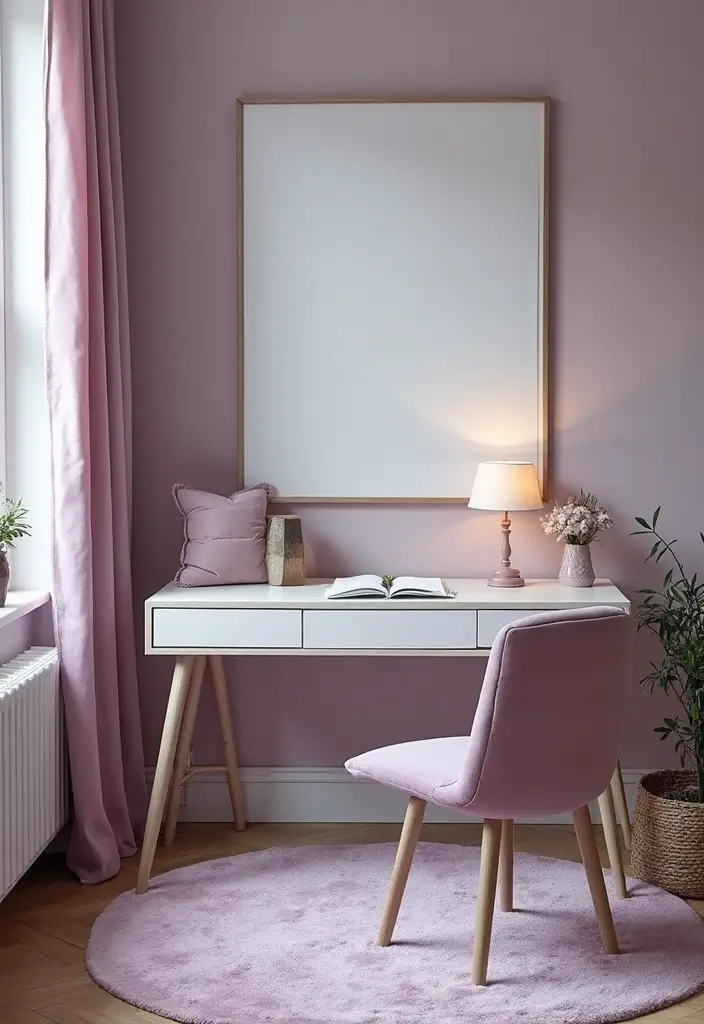 29 Office Paint Colors That Feel Fresh and Productive 27 29 Office Paint Colors That Feel Fresh and Productive - 27. Whimsical Lavender Gray