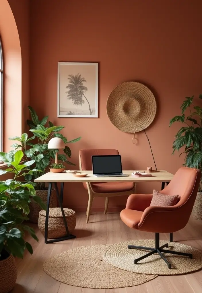 29 Office Paint Colors That Feel Fresh and Productive 29 29 Office Paint Colors That Feel Fresh and Productive - 29. Charming Terra Cotta