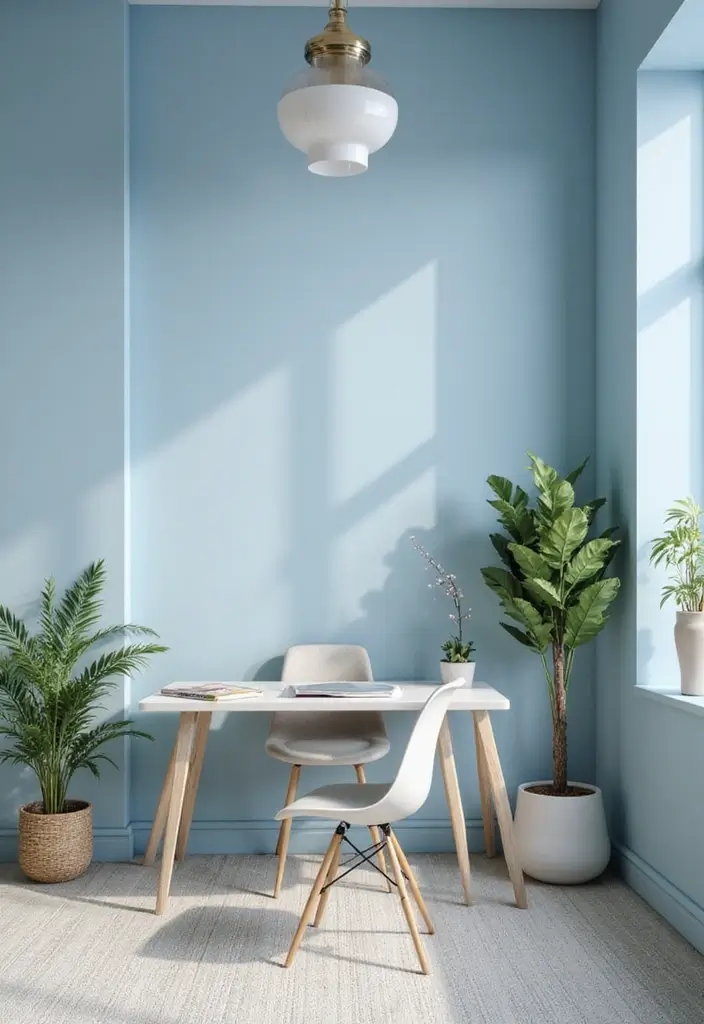 29 Office Paint Colors That Feel Fresh and Productive 3 29 Office Paint Colors That Feel Fresh and Productive - 3. Soothing Light Blue