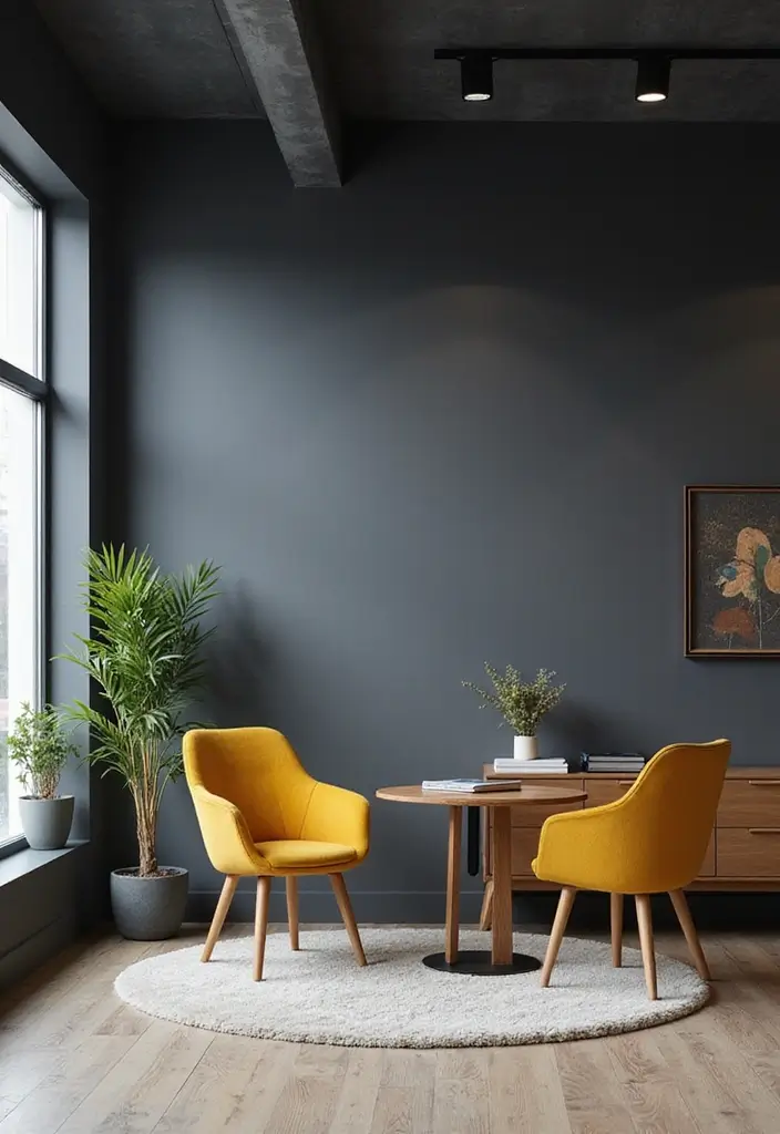 29 Office Paint Colors That Feel Fresh and Productive 8 29 Office Paint Colors That Feel Fresh and Productive - 8. Elegant Charcoal Gray