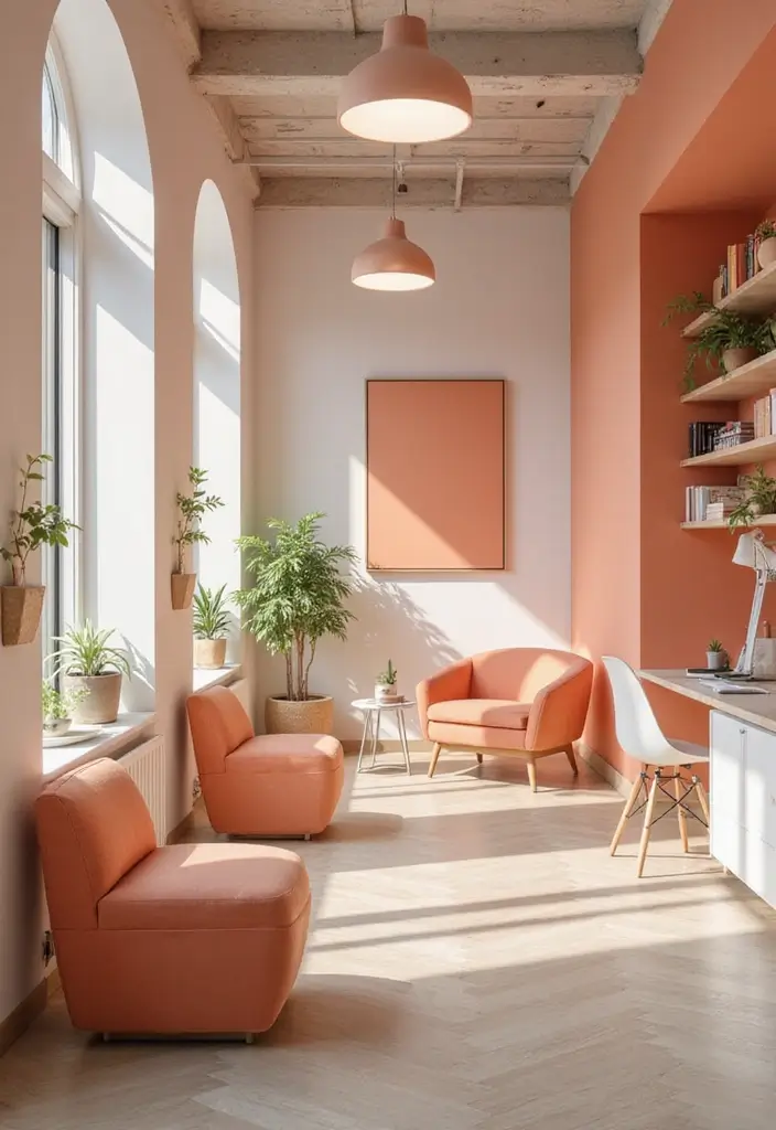 29 Office Paint Colors That Feel Fresh and Productive 9 29 Office Paint Colors That Feel Fresh and Productive - 9. Uplifting Peach