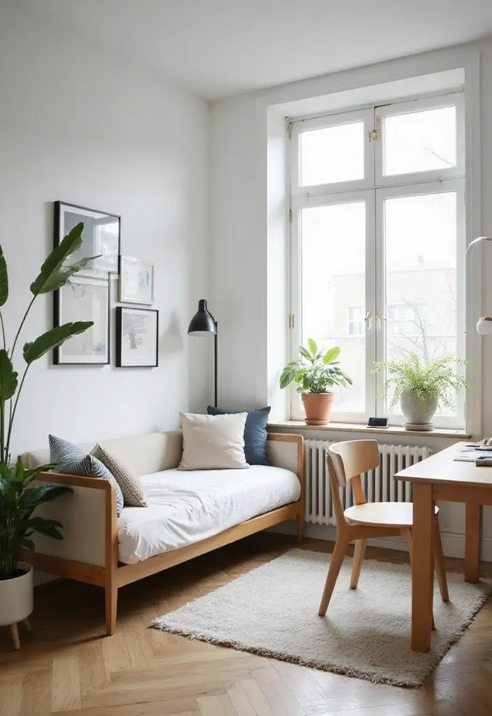 29 Office with Daybed Ideas That Mix Comfort with Work - 1. The Modern Minimalist Retreat