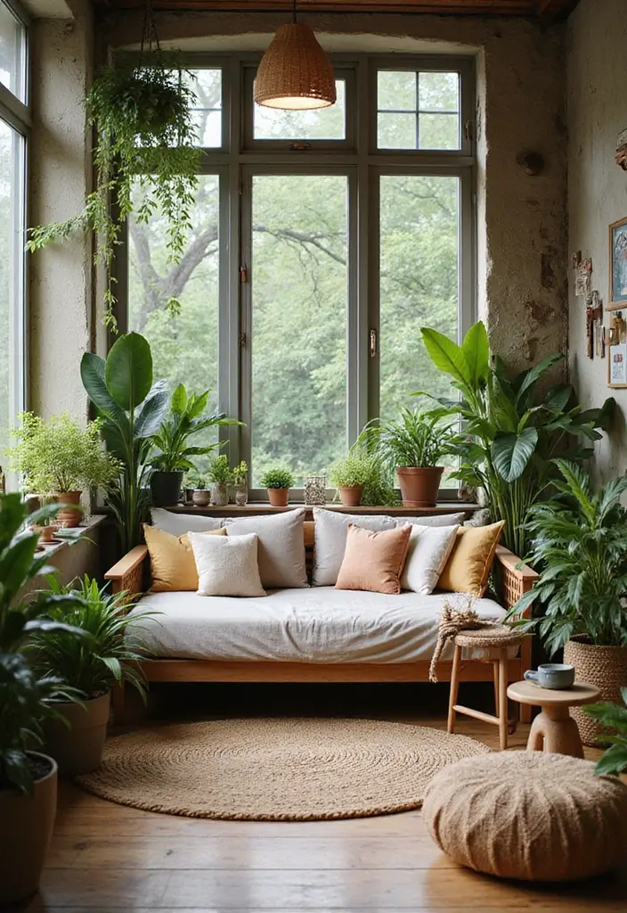 29 Office with Daybed Ideas That Mix Comfort with Work - 10. Nature-Inspired Office