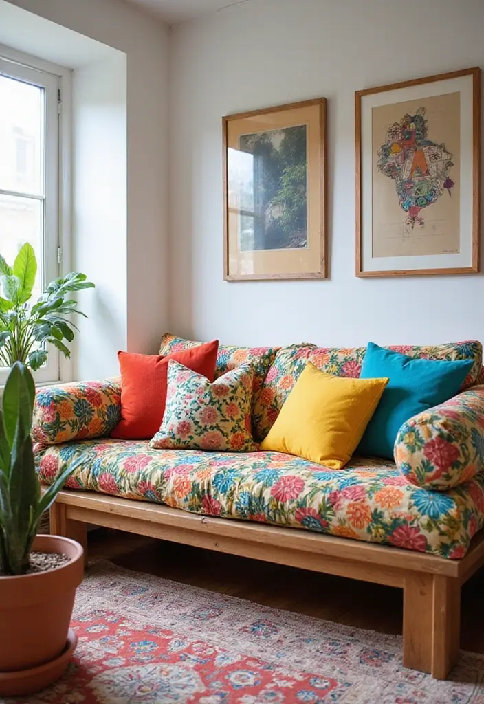 29 Office with Daybed Ideas That Mix Comfort with Work - 11. Colorful Pop of Personality