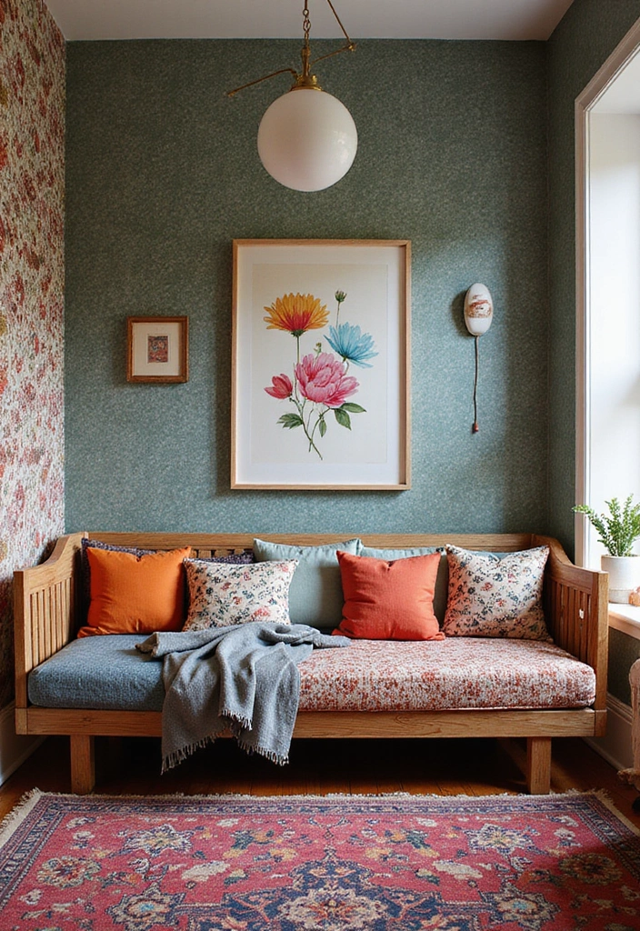 29 Office with Daybed Ideas That Mix Comfort with Work - 13. Fun with Patterns