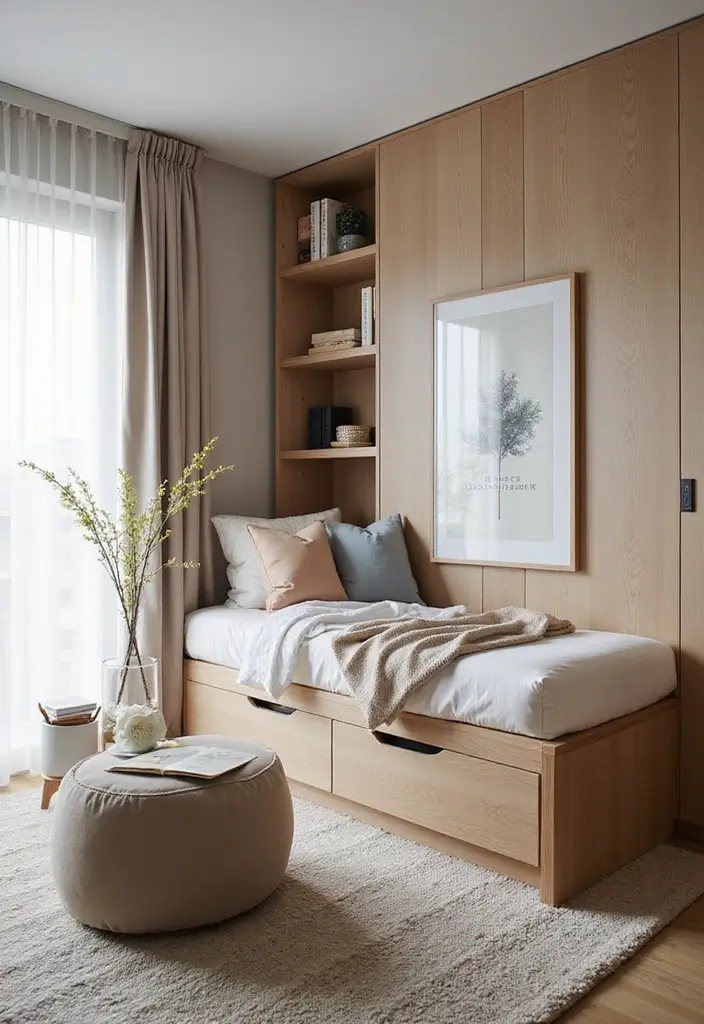 29 Office with Daybed Ideas That Mix Comfort with Work - 17. Compact Solutions for Small Spaces