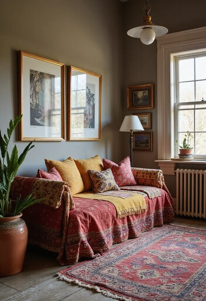 29 Office with Daybed Ideas That Mix Comfort with Work - 2. Bohemian Bliss