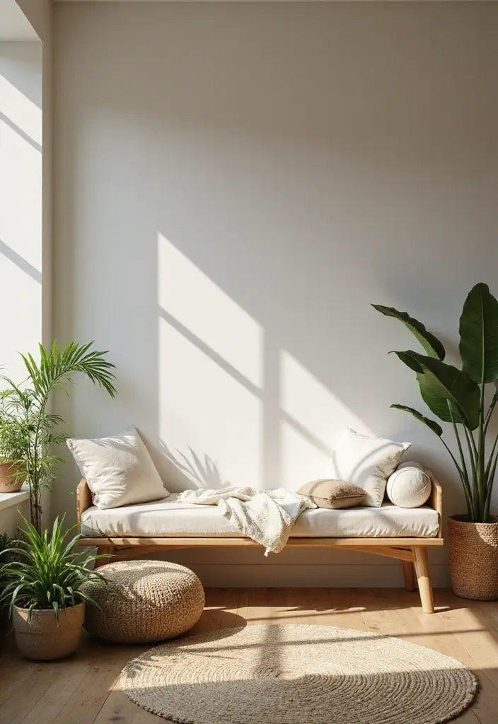 29 Office with Daybed Ideas That Mix Comfort with Work - 23. Zen Office Oasis