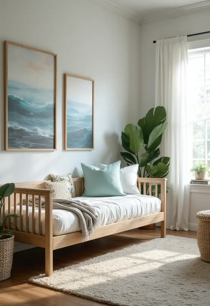 29 Office with Daybed Ideas That Mix Comfort with Work - 24. Coastal Retreat Office