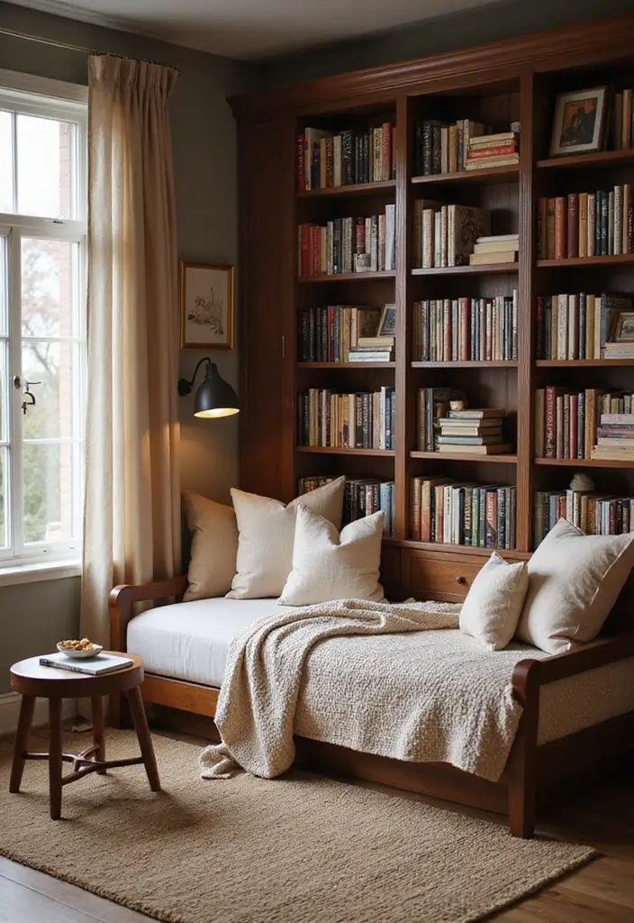 29 Office with Daybed Ideas That Mix Comfort with Work - 8. Cozy Reading Nook Office