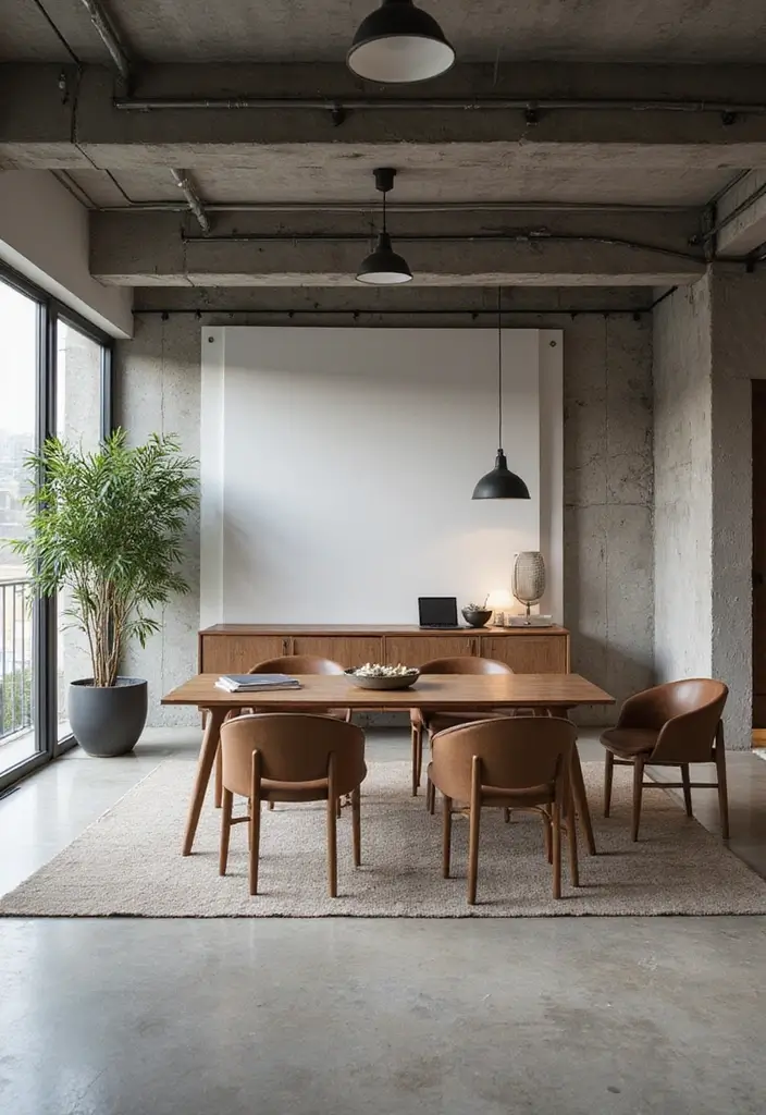 30 Minimalist Office Designs That Look Clean and Calm 12 30 Minimalist Office Designs That Look Clean and Calm - 12. Industrial Minimalism