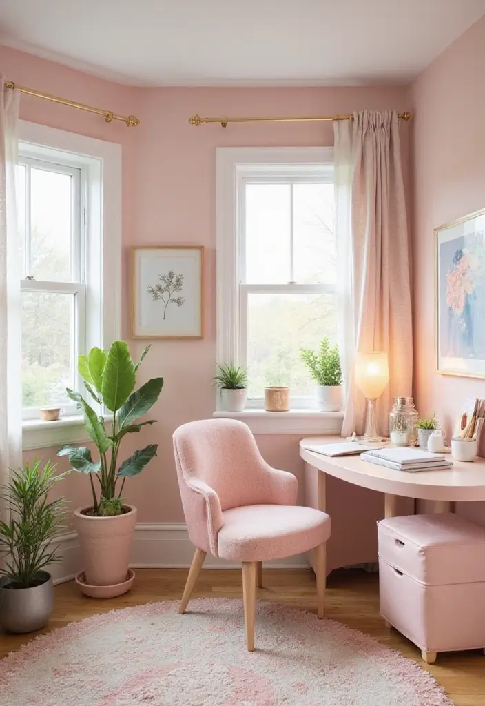 30 Modern Home Office Designs That Look Sleek and Stylish 18 30 Modern Home Office Designs That Look Sleek and Stylish - 18. Dreamy Pastels