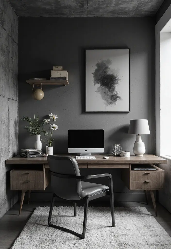 30 Modern Home Office Designs That Look Sleek and Stylish 26 30 Modern Home Office Designs That Look Sleek and Stylish - 26. Monochrome Textures
