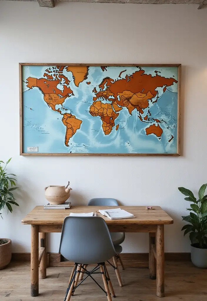 30 Office Wall Decor Ideas That Everyone Will Notice 12 30 Office Wall Decor Ideas That Everyone Will Notice - 12. World Map Decoration