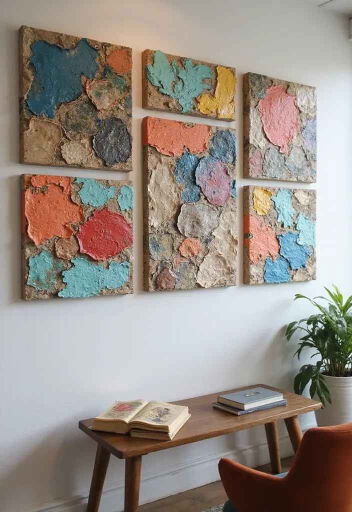 30 Office Wall Decor Ideas That Everyone Will Notice 17 30 Office Wall Decor Ideas That Everyone Will Notice - 17. Canvas Art from Recycled Materials
