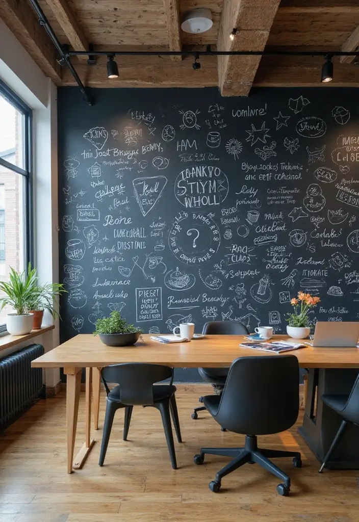 30 Office Wall Decor Ideas That Everyone Will Notice 18 30 Office Wall Decor Ideas That Everyone Will Notice - 18. A Chalkboard Wall