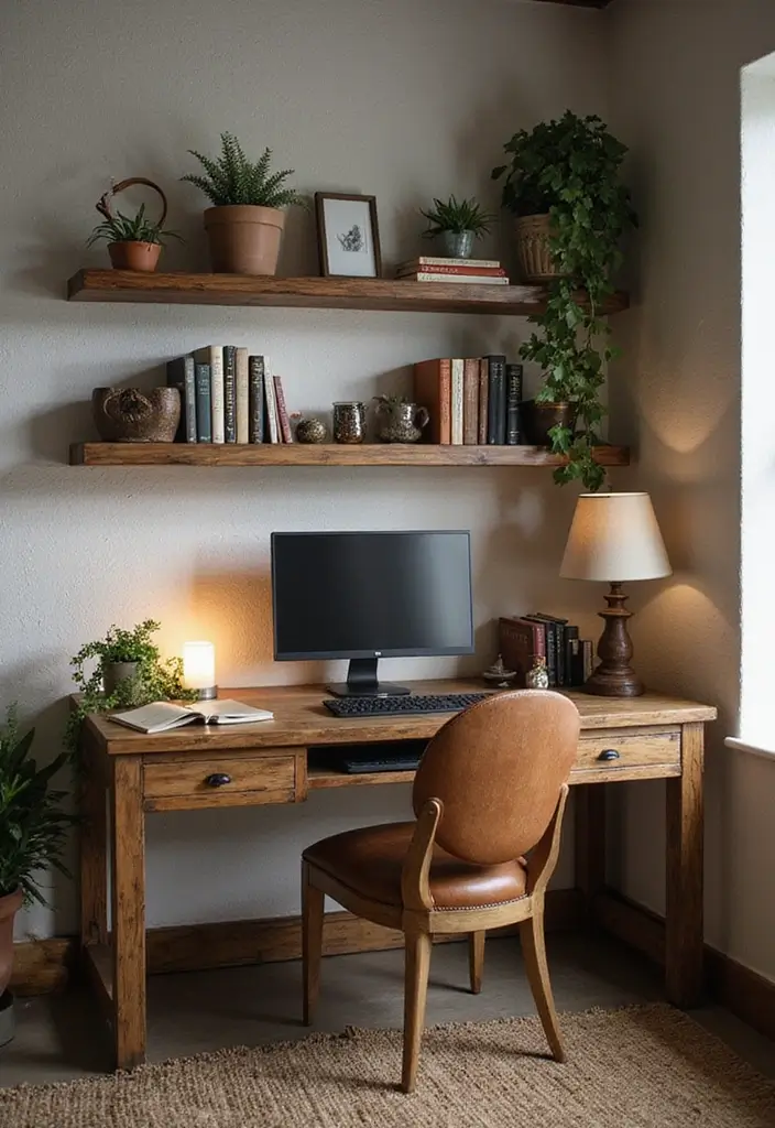 30 Office Wall Decor Ideas That Everyone Will Notice 2 30 Office Wall Decor Ideas That Everyone Will Notice - 2. Reclaimed Wood Shelves