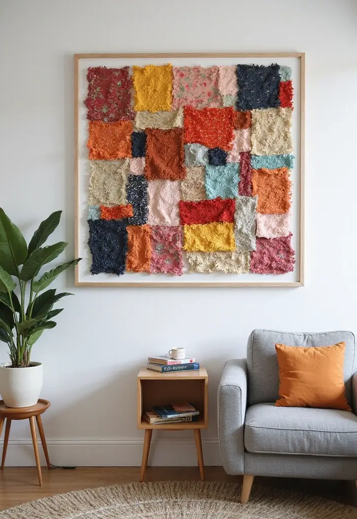 30 Office Wall Decor Ideas That Everyone Will Notice 23 30 Office Wall Decor Ideas That Everyone Will Notice - 23. Fabric Remnants Wall Art