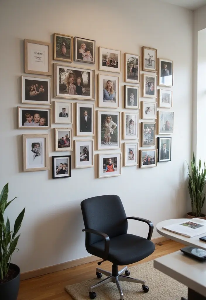 30 Office Wall Decor Ideas That Everyone Will Notice 27 30 Office Wall Decor Ideas That Everyone Will Notice - 27. Personalized Photo Wall
