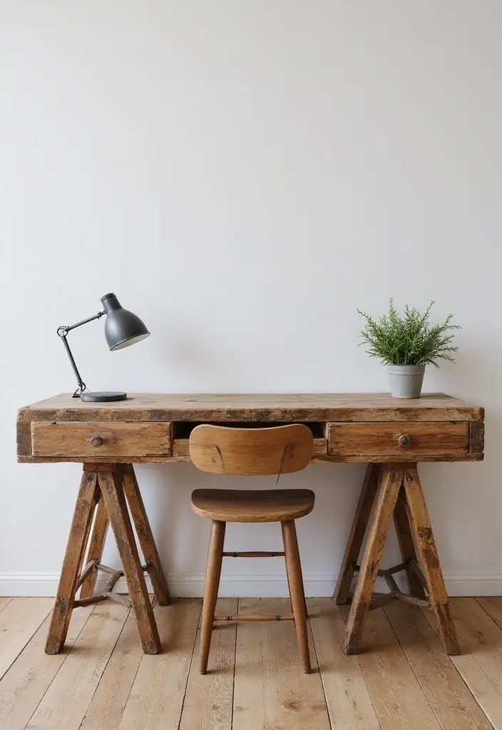 30 Rustic Office Ideas That Bring a Warm Farmhouse Vibe - 1. Reclaimed Wood Desks