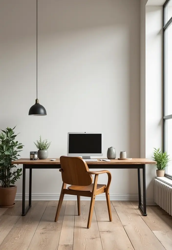 30 Rustic Office Ideas That Bring a Warm Farmhouse Vibe - 16. Minimalist Approach