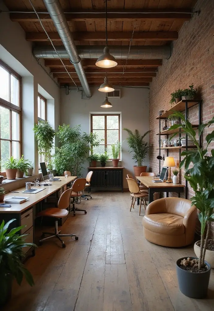 30 Rustic Office Ideas That Bring a Warm Farmhouse Vibe - 24. Creative Workstation Zones