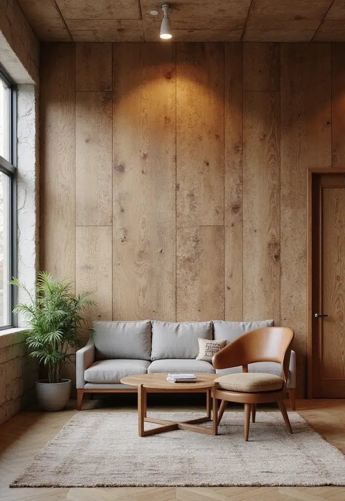 30 Rustic Office Ideas That Bring a Warm Farmhouse Vibe - 26. Natural Wall Coverings