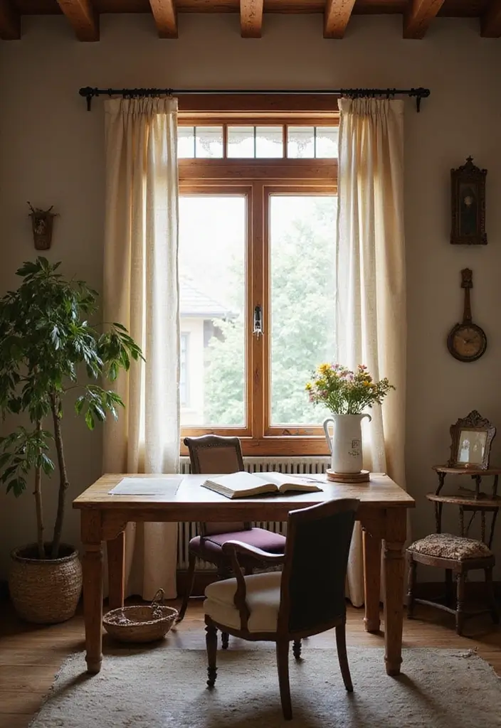 30 Rustic Office Ideas That Bring a Warm Farmhouse Vibe - 27. Rustic Window Treatments