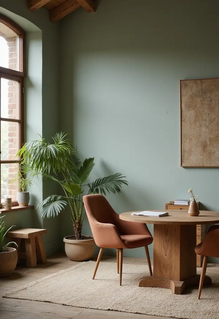 30 Rustic Office Ideas That Bring a Warm Farmhouse Vibe - 8. Earthy Color Palette