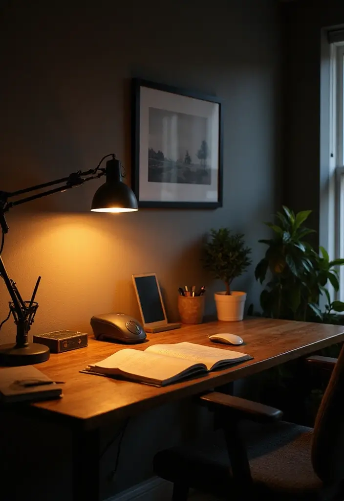 30 Small Space Office Designs That Make Room for Productivity - 16. Layered Lighting