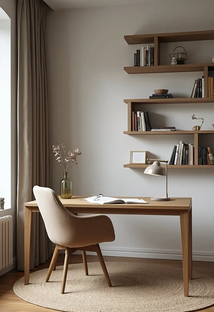 30 Small Space Office Designs That Make Room for Productivity - 9. Open Shelving Ideas