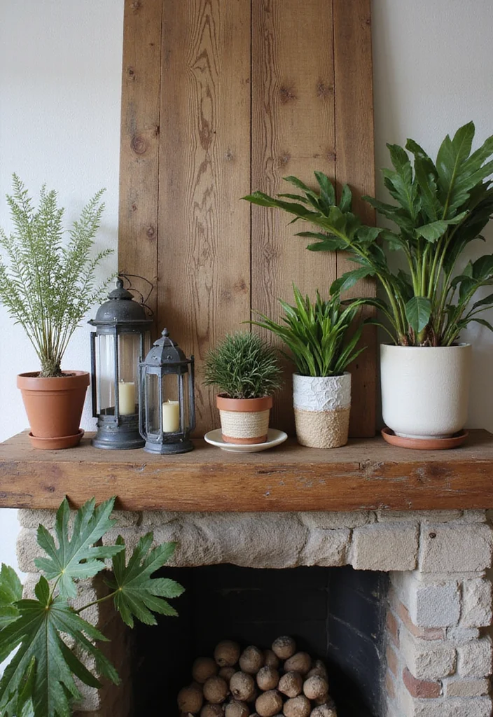 10 Above Fireplace Ideas for Strong Decorative Impact - 1. Rustic Wooden Mantel