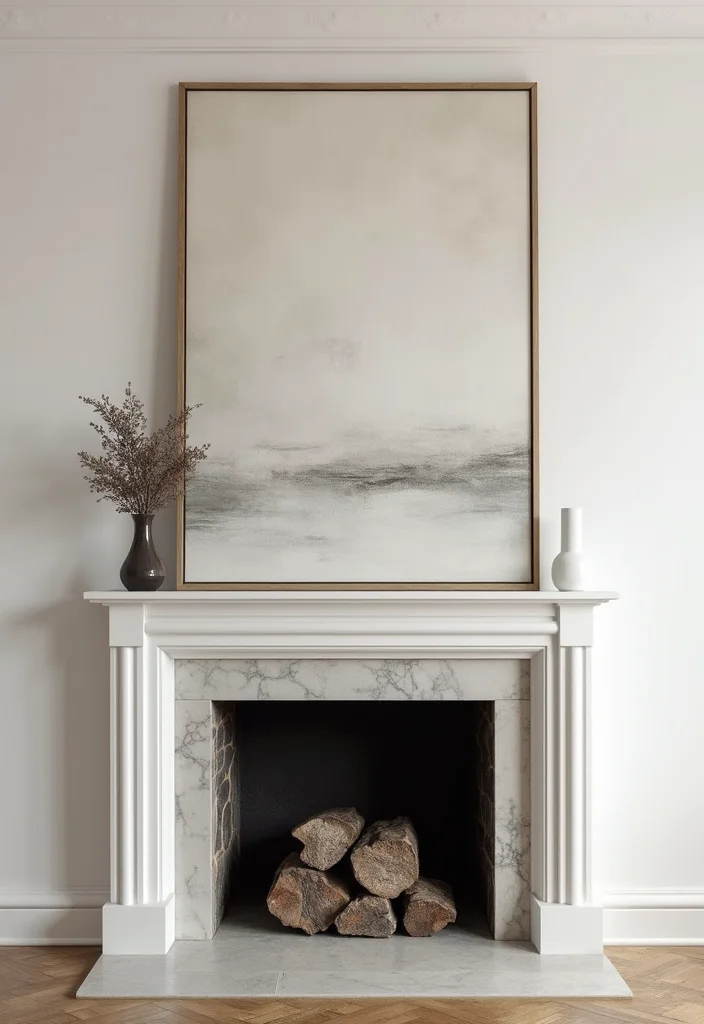 10 Above Fireplace Ideas for Strong Decorative Impact - 3. Large Statement Art Piece