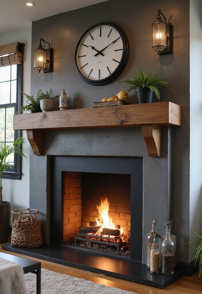 10 Above Fireplace Ideas for Strong Decorative Impact - 7. Industrial Chic