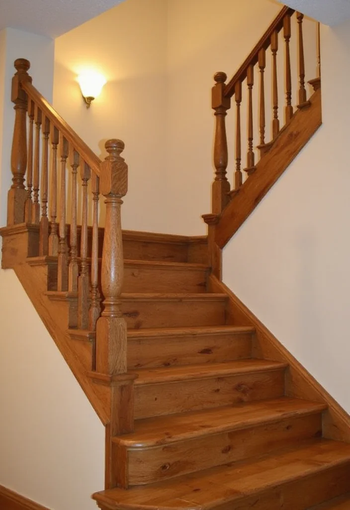 10 Basement Stair Railing Ideas for Safe Stylish Lines - 2. Rustic Wood Railings