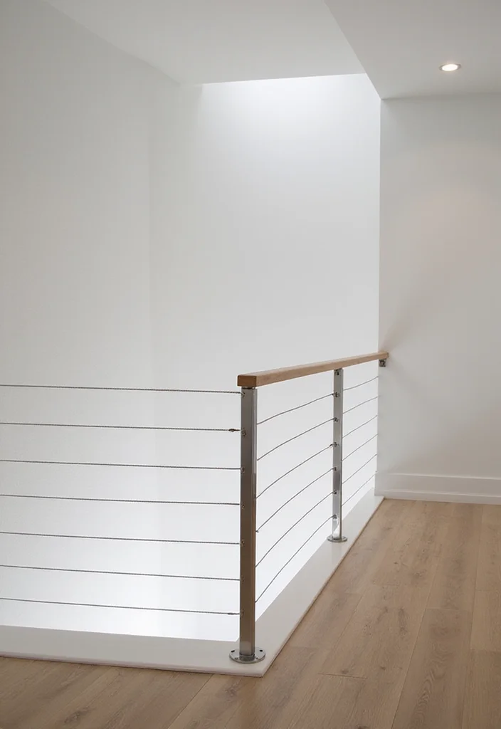10 Basement Stair Railing Ideas for Safe Stylish Lines - 5. Cable Railings