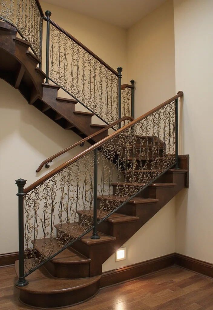 10 Basement Stair Railing Ideas for Safe Stylish Lines - 9. Artistic Railings