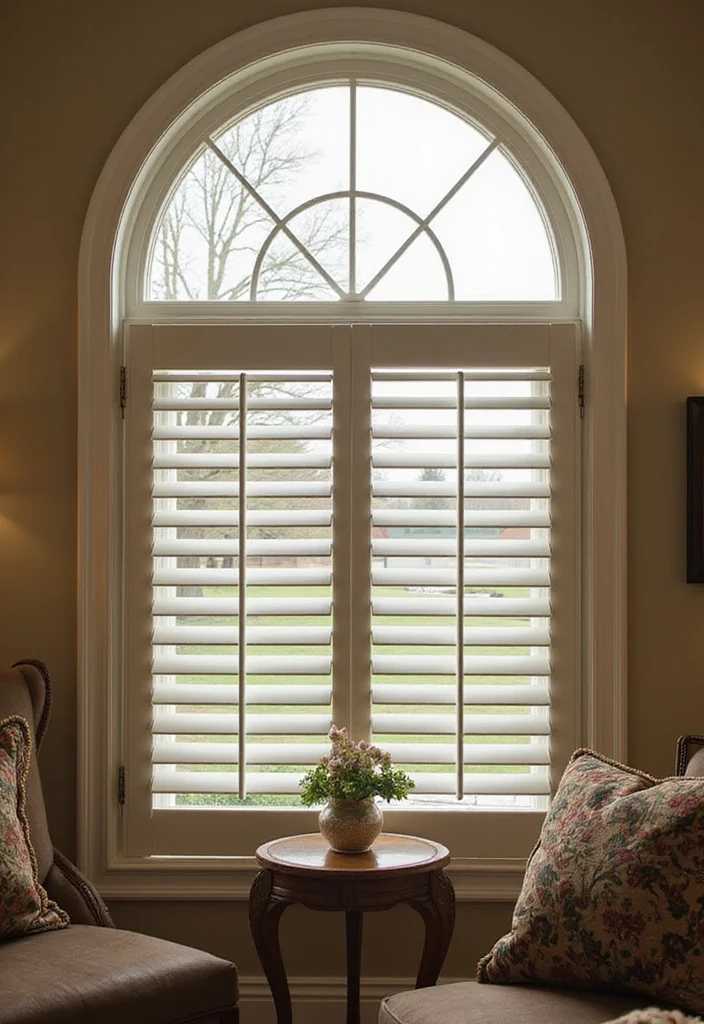 10 Basement Window Treatments Ideas for Light and Privacy - 3. Stylish Plantation Shutters