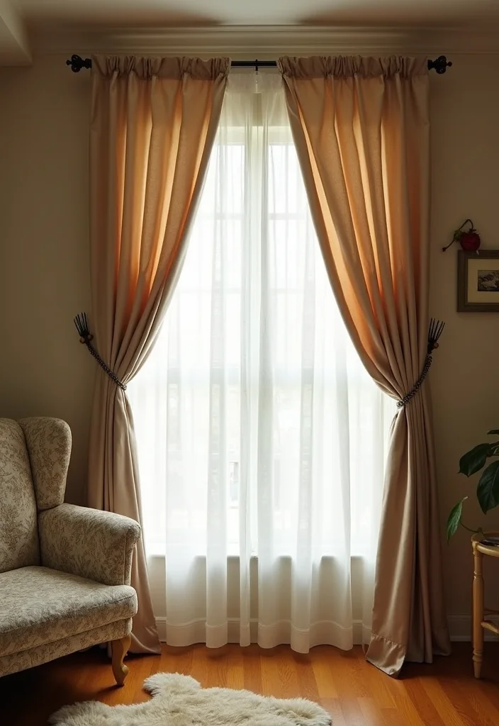 10 Basement Window Treatments Ideas for Light and Privacy - 6. Cozy Layered Curtains