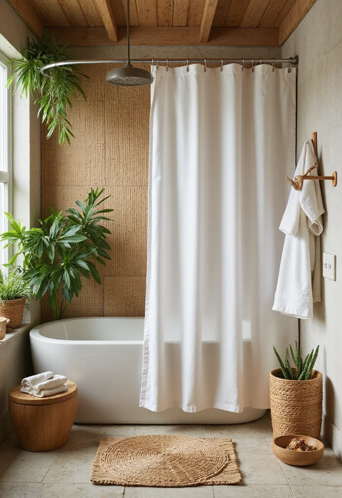 10 Bath Curtain Ideas for Quick Fresh Updates - 1. Bamboo Bliss