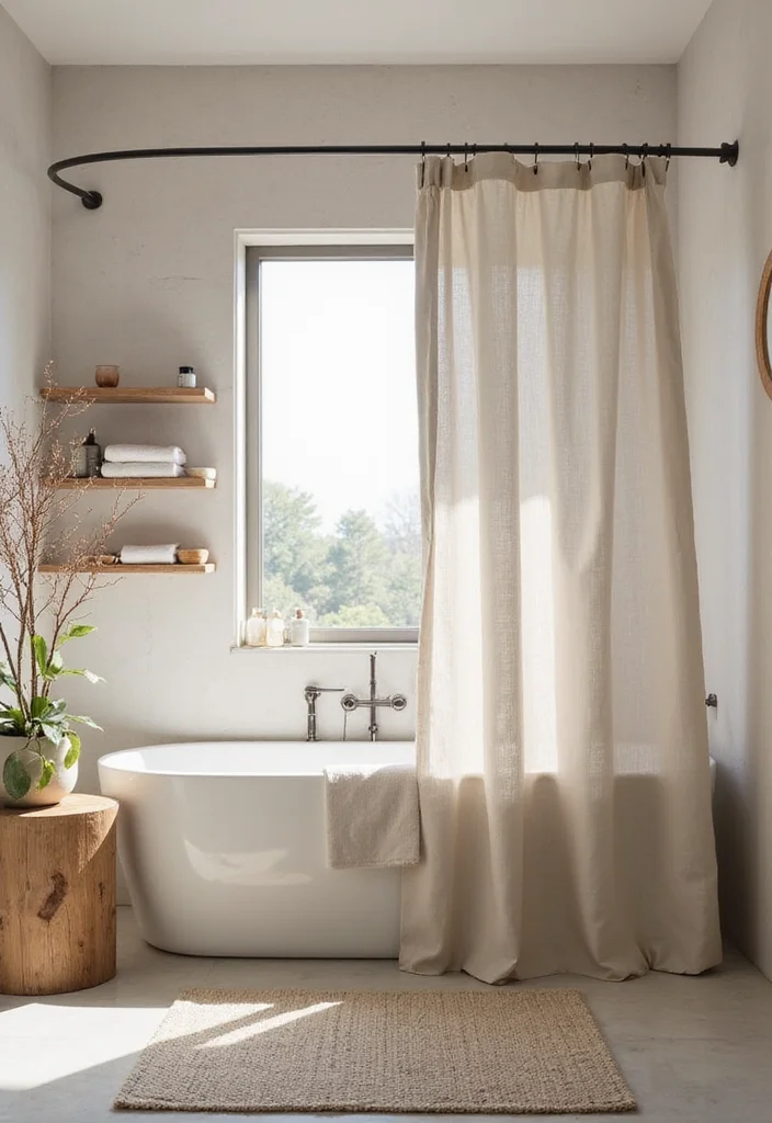 10 Bath Curtain Ideas for Quick Fresh Updates - 5. Eco-Friendly Linen Luxury
