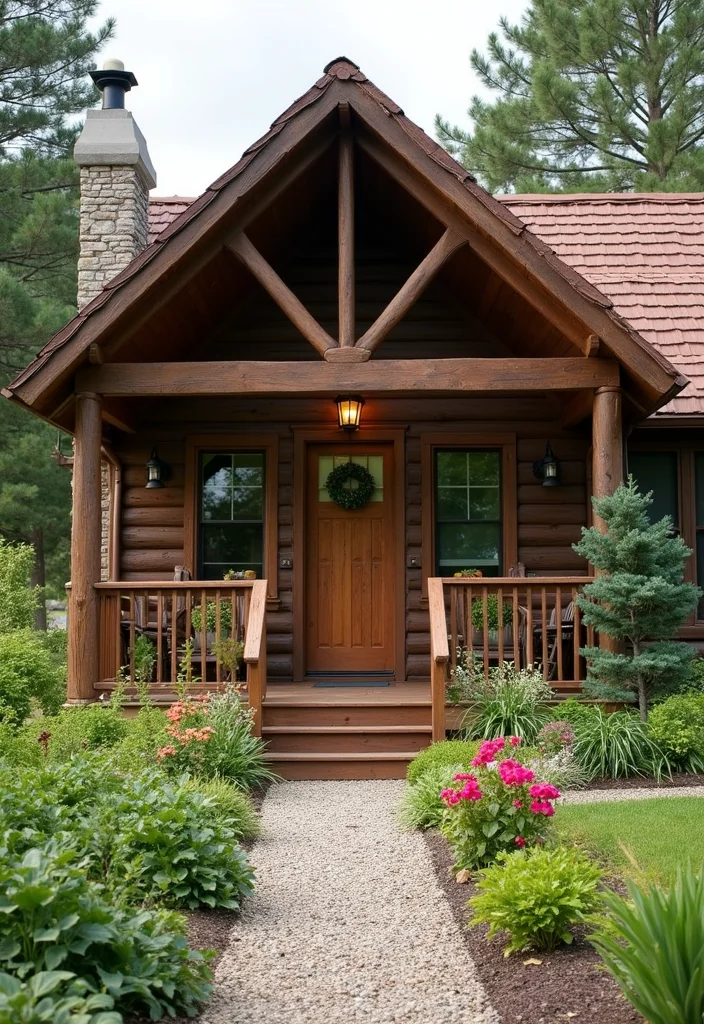 10 Cabin Front Porch Ideas for Natural Rustic Comfort - 10. Front Porch Landscaping