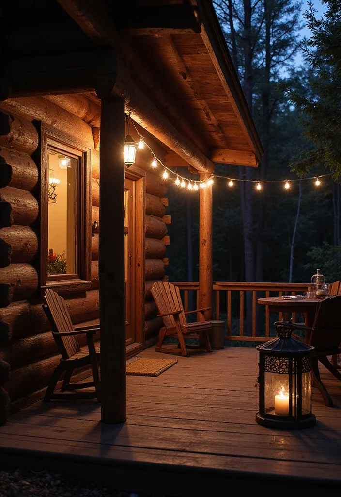 10 Cabin Front Porch Ideas for Natural Rustic Comfort - 4. Rustic Lighting Solutions