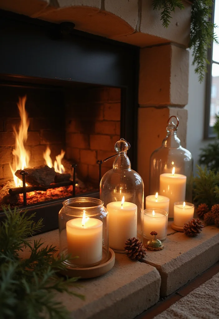 10 Candles in Fireplace Ideas for Cozy Safe Glow - 2. Glass Lanterns