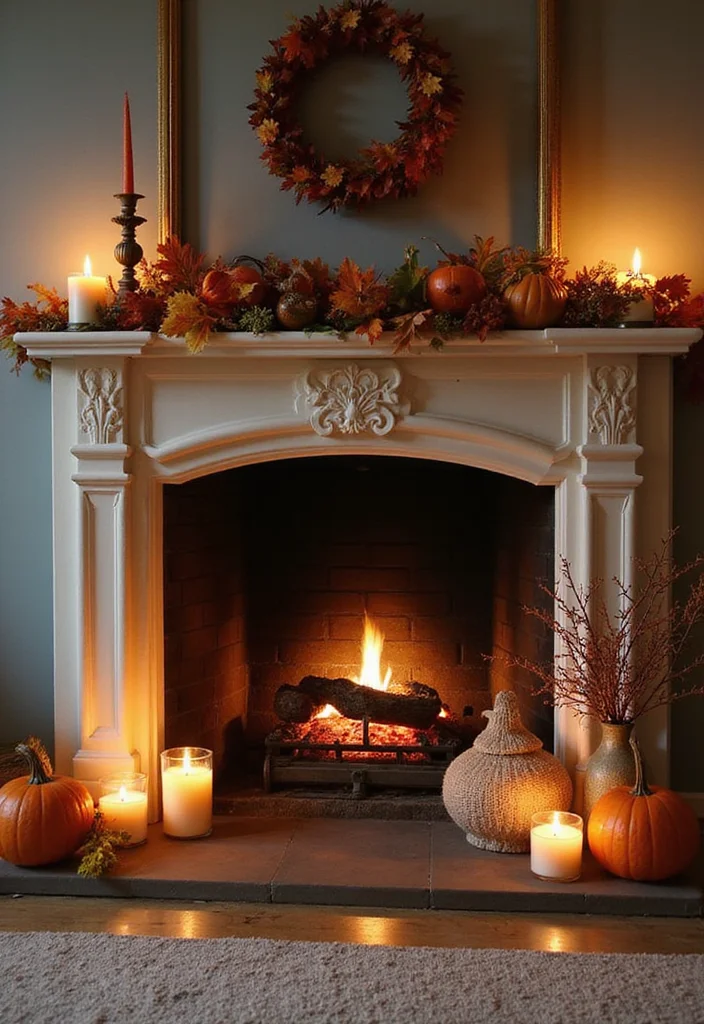 10 Candles in Fireplace Ideas for Cozy Safe Glow - 5. Seasonal Decor Integration