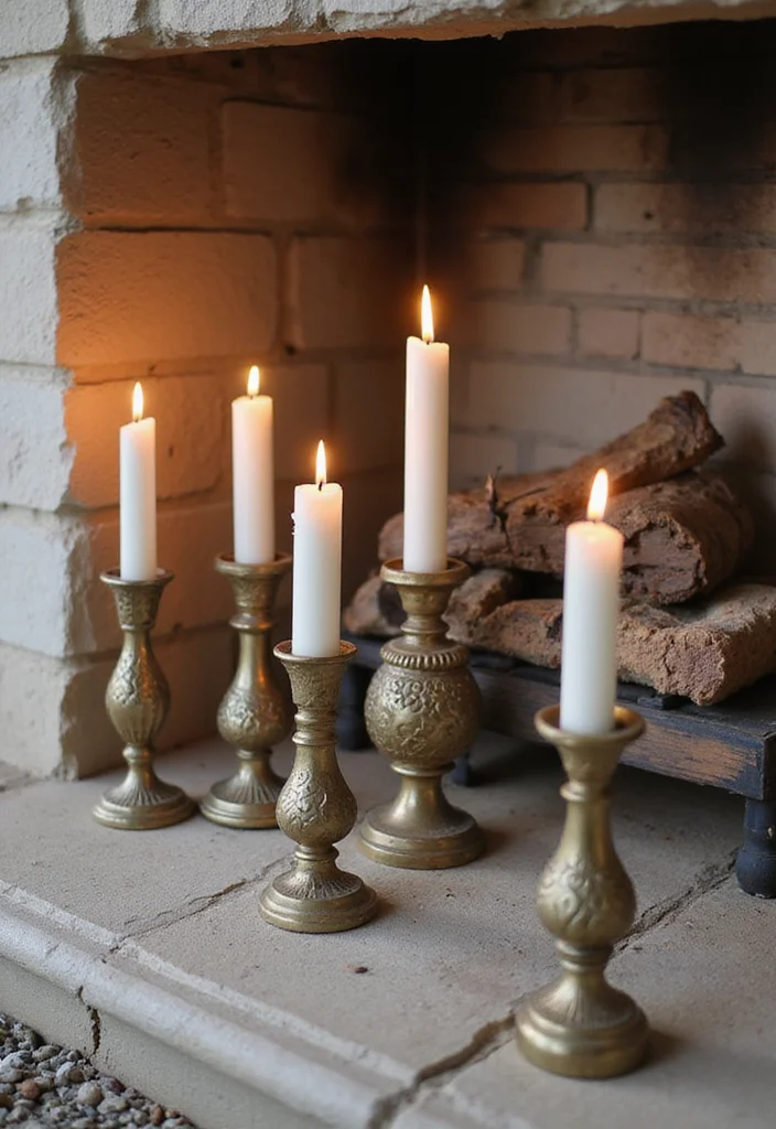 10 Candles in Fireplace Ideas for Cozy Safe Glow - 6. Candle Holders and Surrounds