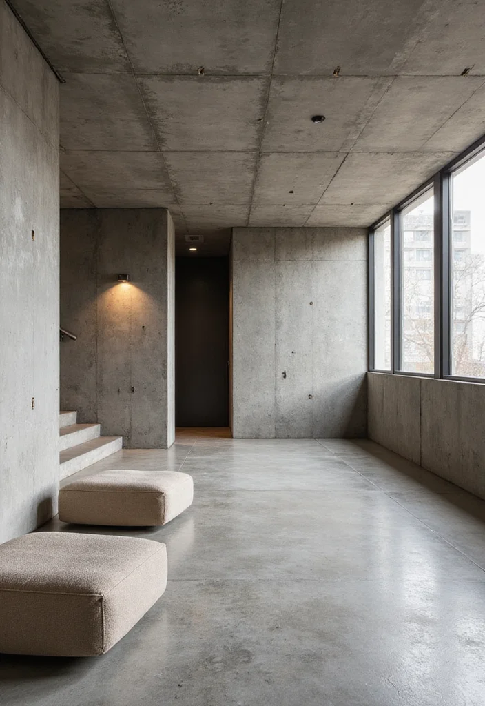 10 Concrete Basement Wall Ideas for an Industrial Modern Look - 10. Minimalist Concrete Design